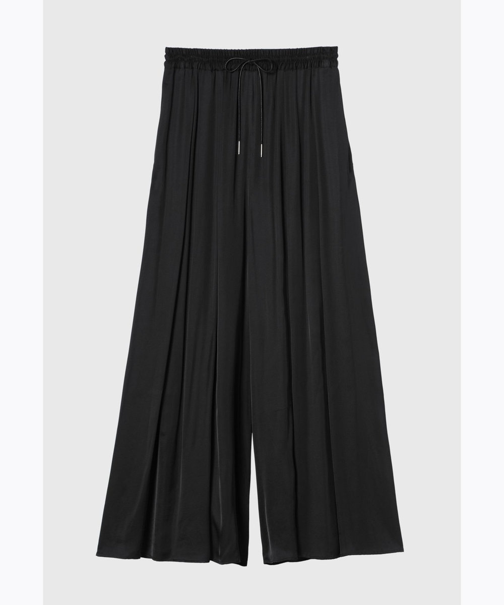 DÉPAREILLÉ VISCOSE SATIN TUCK WIDE PANTS / ヴィスコースサテンタックワイドパンツ ブラック