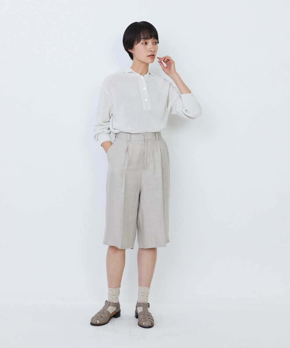 LOISIR 【セットアップ対応】リネンツイルハーフパンツ キナリ