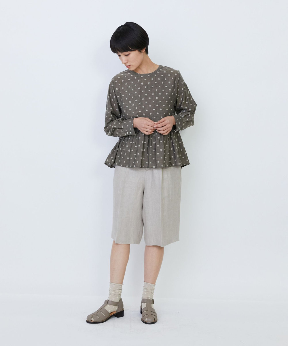 LOISIR 【セットアップ対応】リネンツイルハーフパンツ キナリ