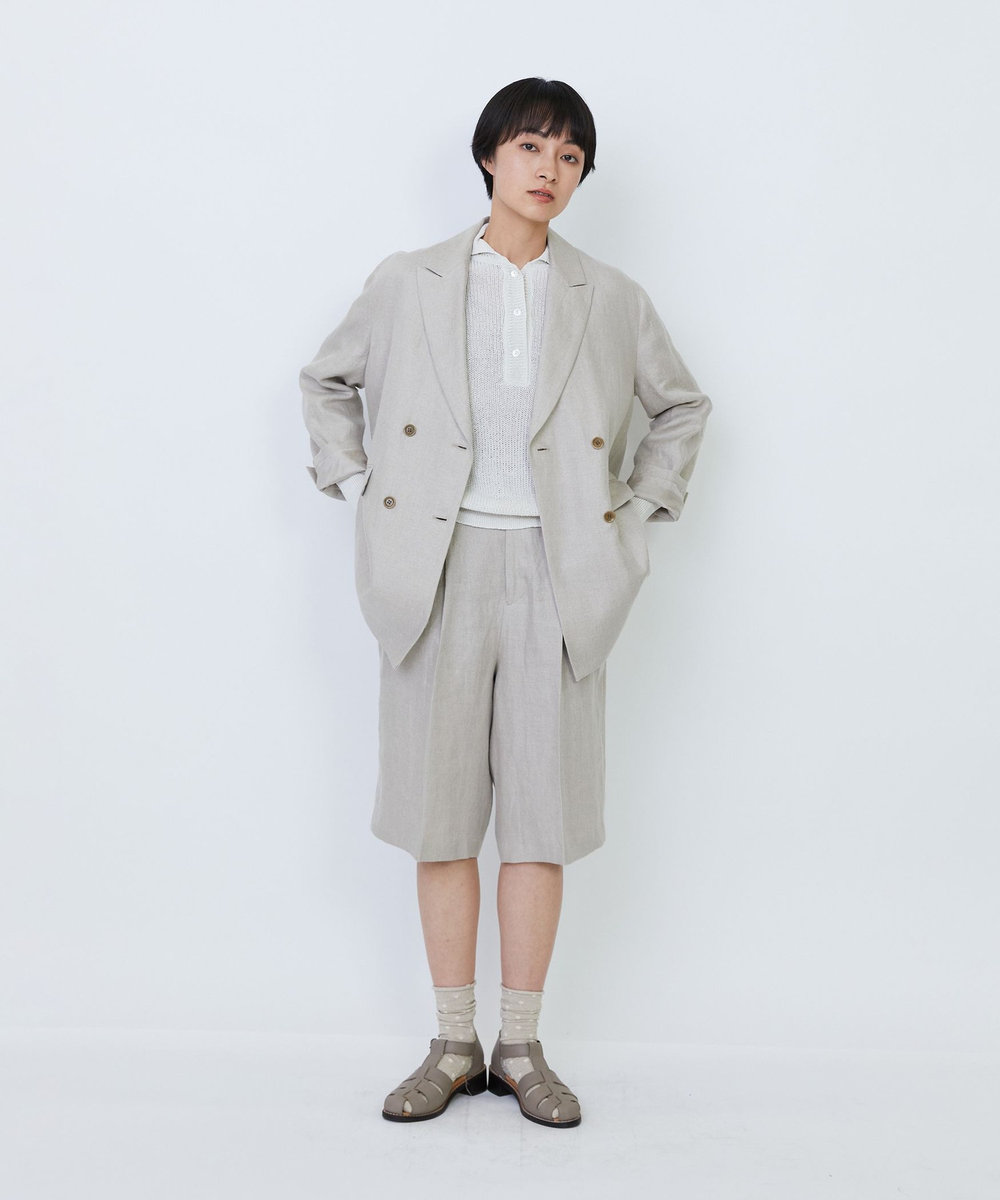 LOISIR 【セットアップ対応】リネンツイルハーフパンツ キナリ