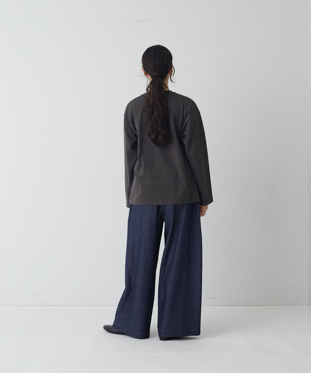 congés payés ADIEU TRISTESSE 《ナガノチサトさんコラボ》ロングスリーブTシャツ チャコールグレー