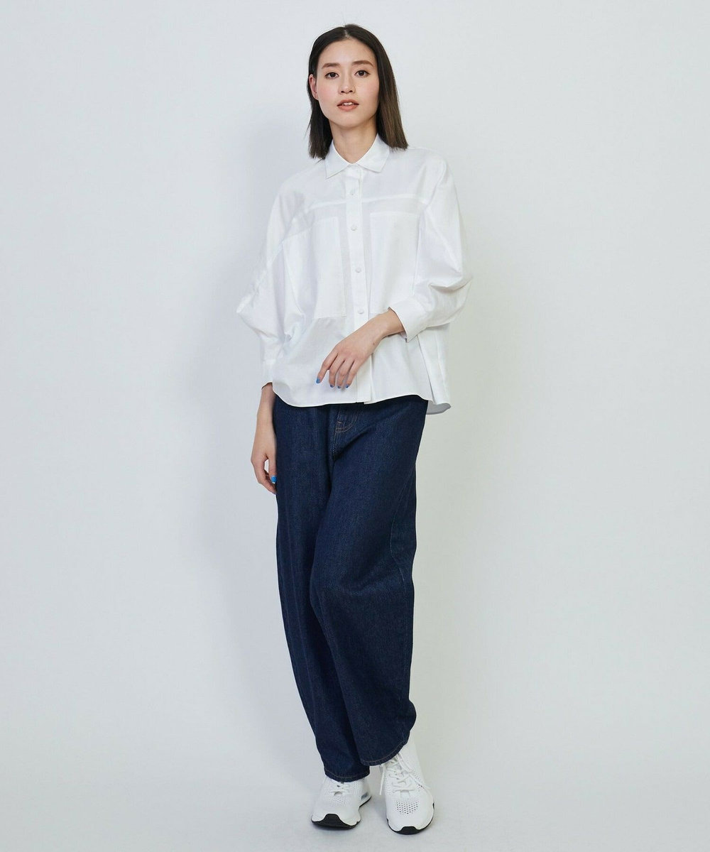 L'EQUIPE GREEN コットンツイルブラウス ホワイト
