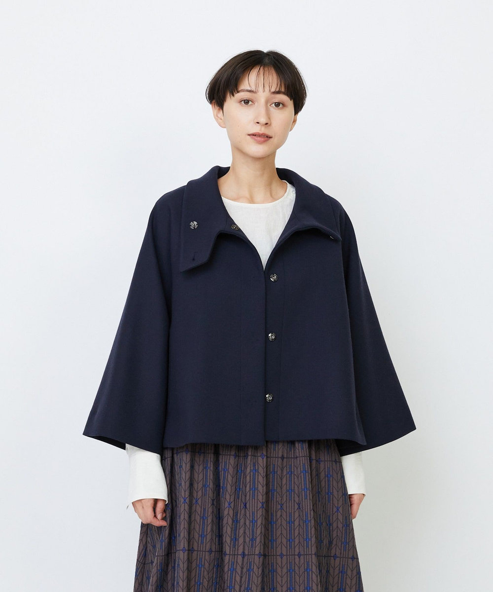 LOISIR Aラインショートジャケット ネイビー