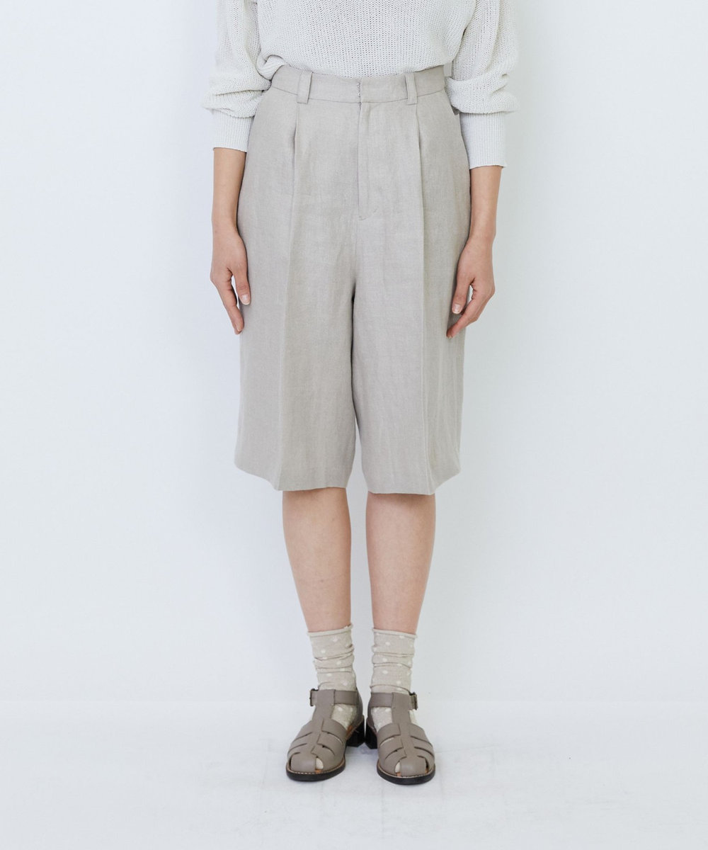 LOISIR 【セットアップ対応】リネンツイルハーフパンツ キナリ
