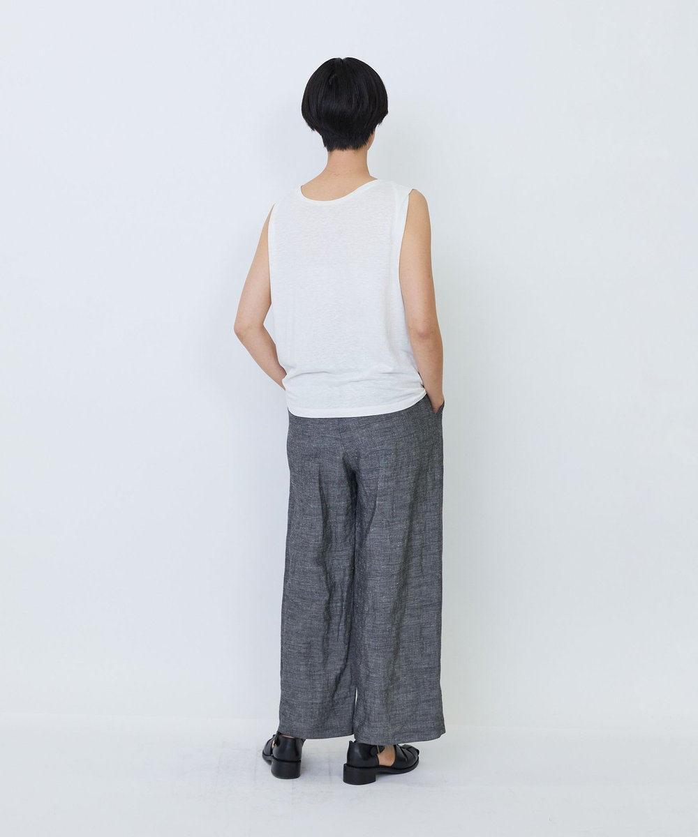LOISIR リネンレーヨン天竺ノースリーブプルオーバー オフホワイト