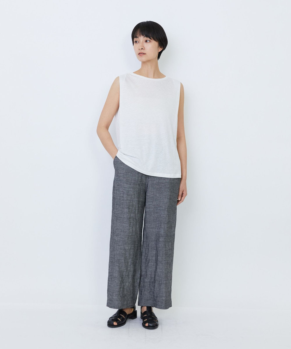 LOISIR リネンレーヨン天竺ノースリーブプルオーバー オフホワイト