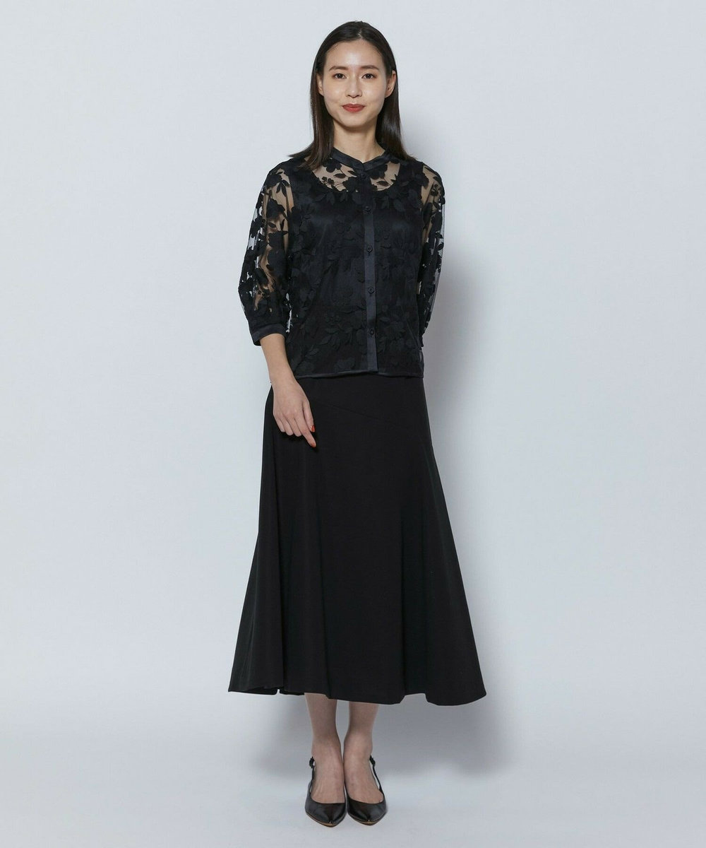 L'EQUIPE COUTURIER シルクストレッチブラウス ブラック