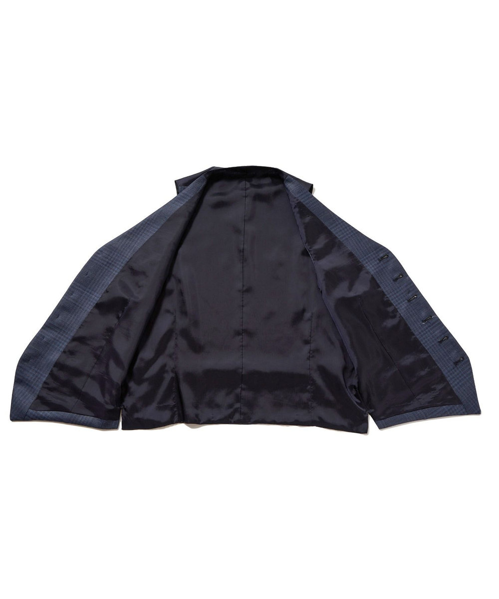 MEN'S BIGI ブライトインディゴ調チェックストレッチベスト＜スリーピース対応＞ ネイビー