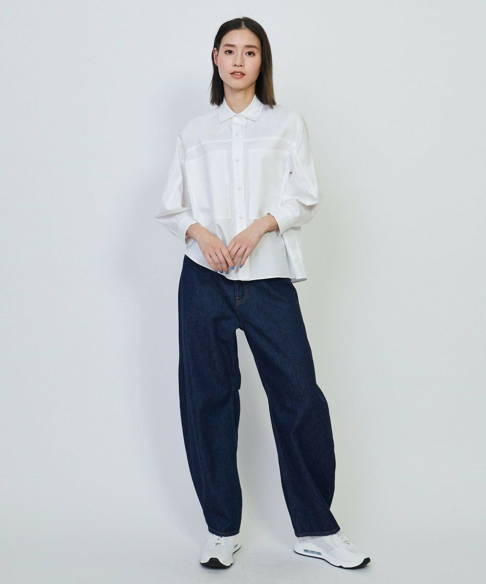 L'EQUIPE GREEN コットンツイルブラウス ホワイト
