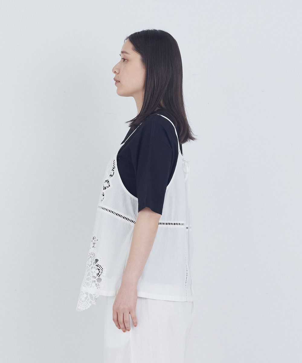 ADIEU TRISTESSE ポプリン刺繍キャミソール オフホワイト