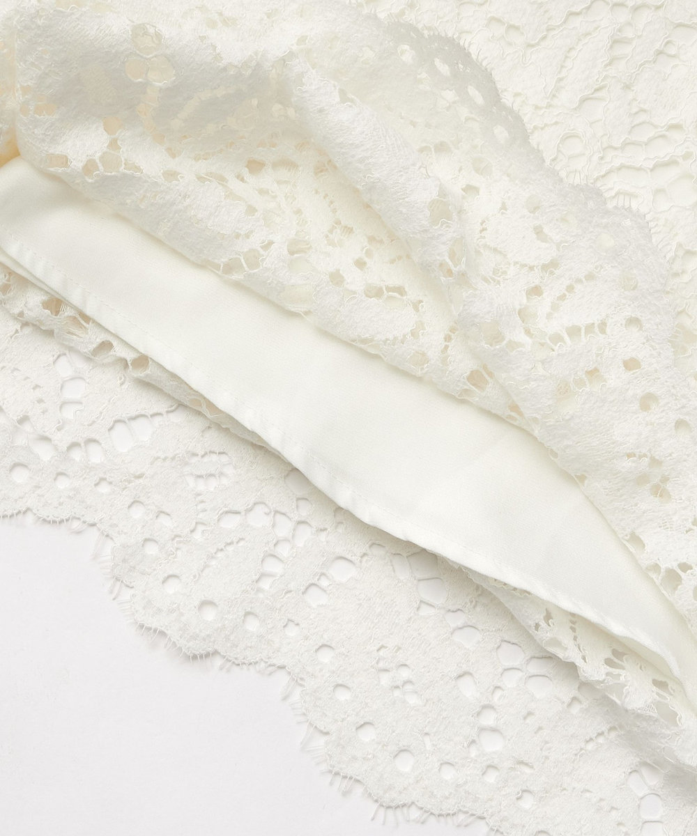 1er Arrondissement フラワーラッセルレースフレアスカート ホワイト