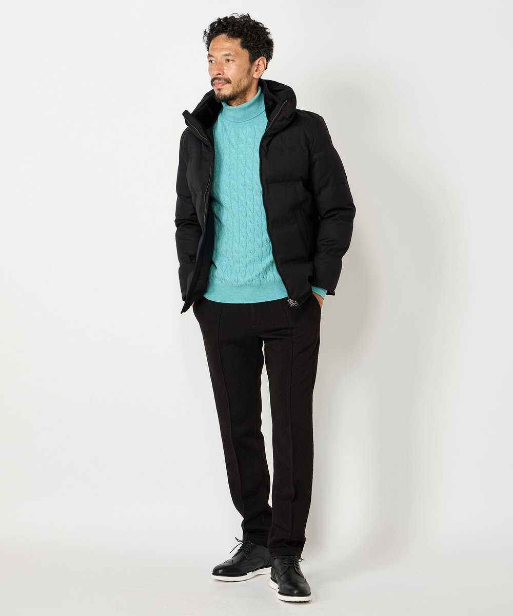 MEN'S BIGI マイクロブロックチェックボリュームネックダウン ブラック系その他