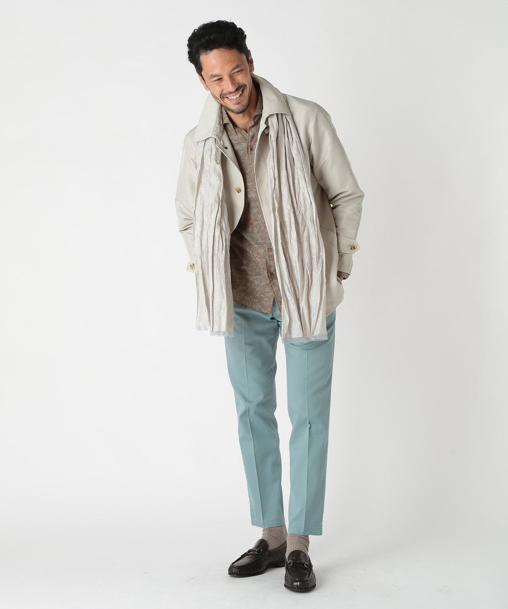 MEN'S BIGI ストライプワッシャー加工ストール ベージュ
