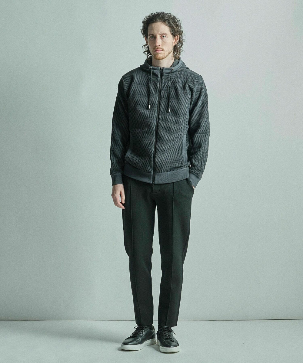 MEN'S BIGI ハニカムニット ジップパーカー ブラック系その他