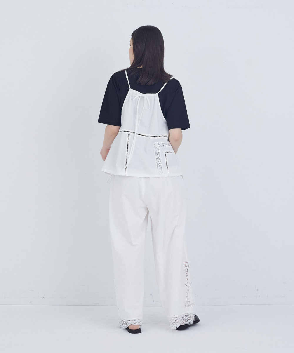 ADIEU TRISTESSE ポプリン刺繍キャミソール オフホワイト