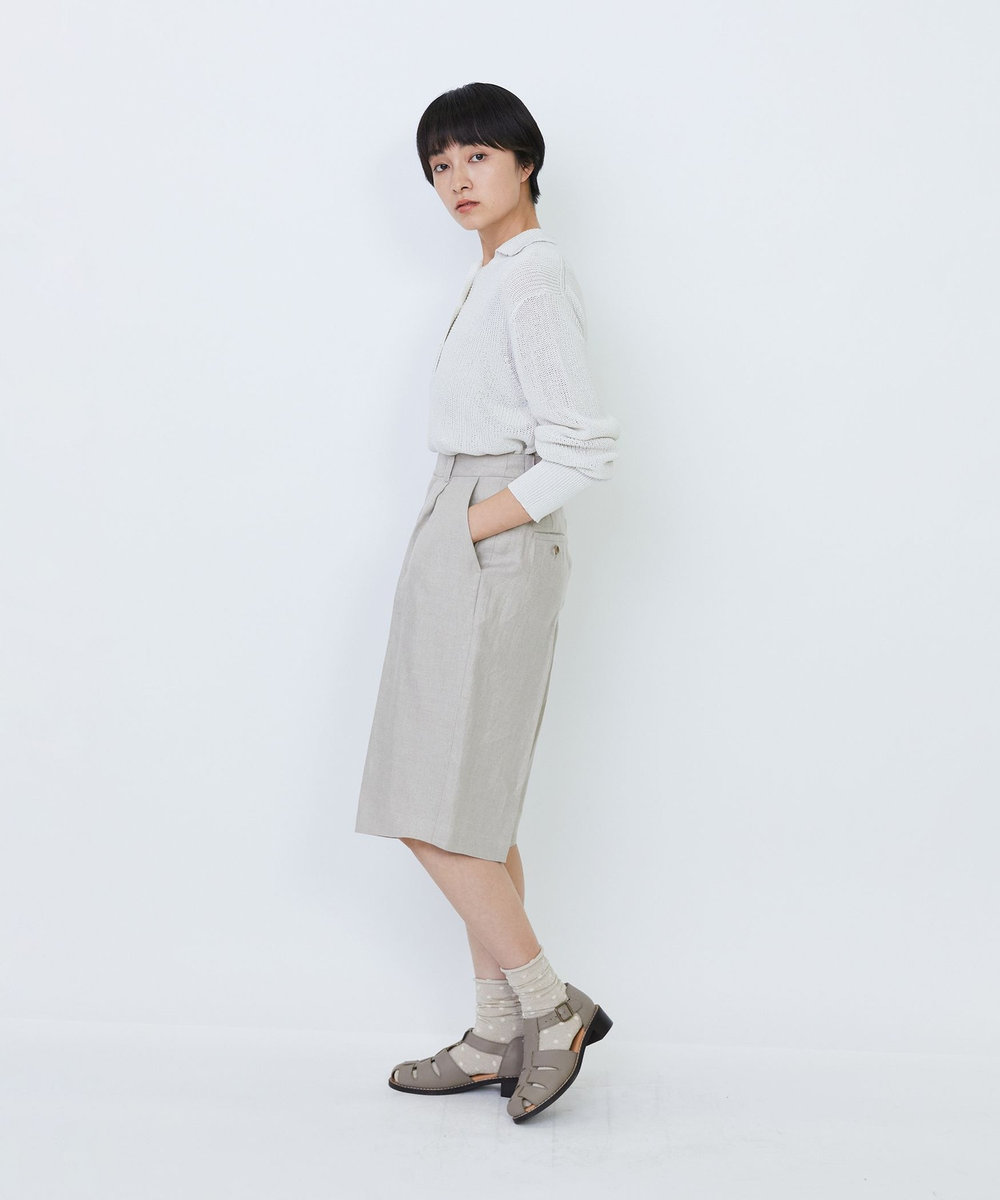 LOISIR 【セットアップ対応】リネンツイルハーフパンツ キナリ