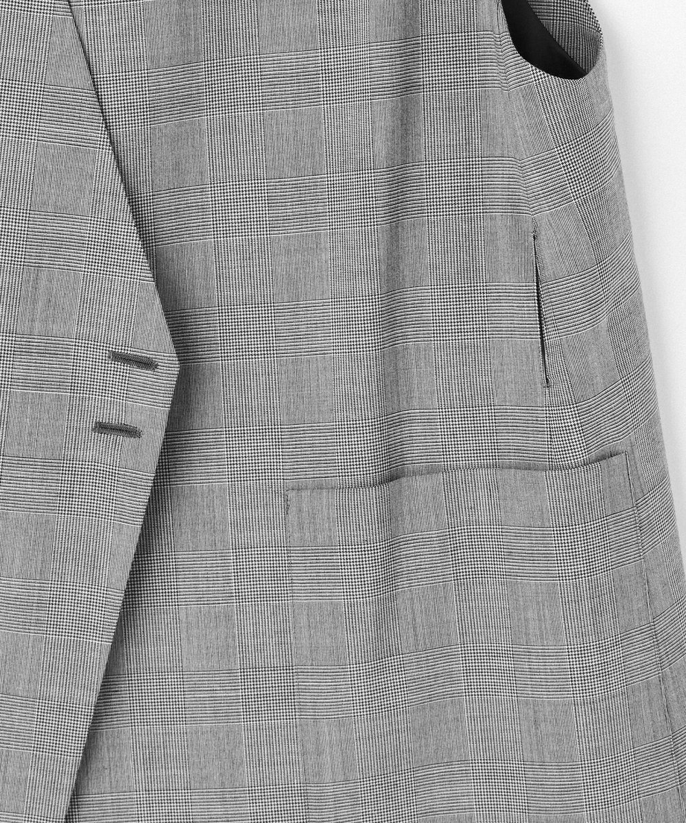 L'EQUIPE Lサイズ（大きいサイズ） 【大きいサイズ】ストレッチグレンチェックロングジレ ブラック系その他