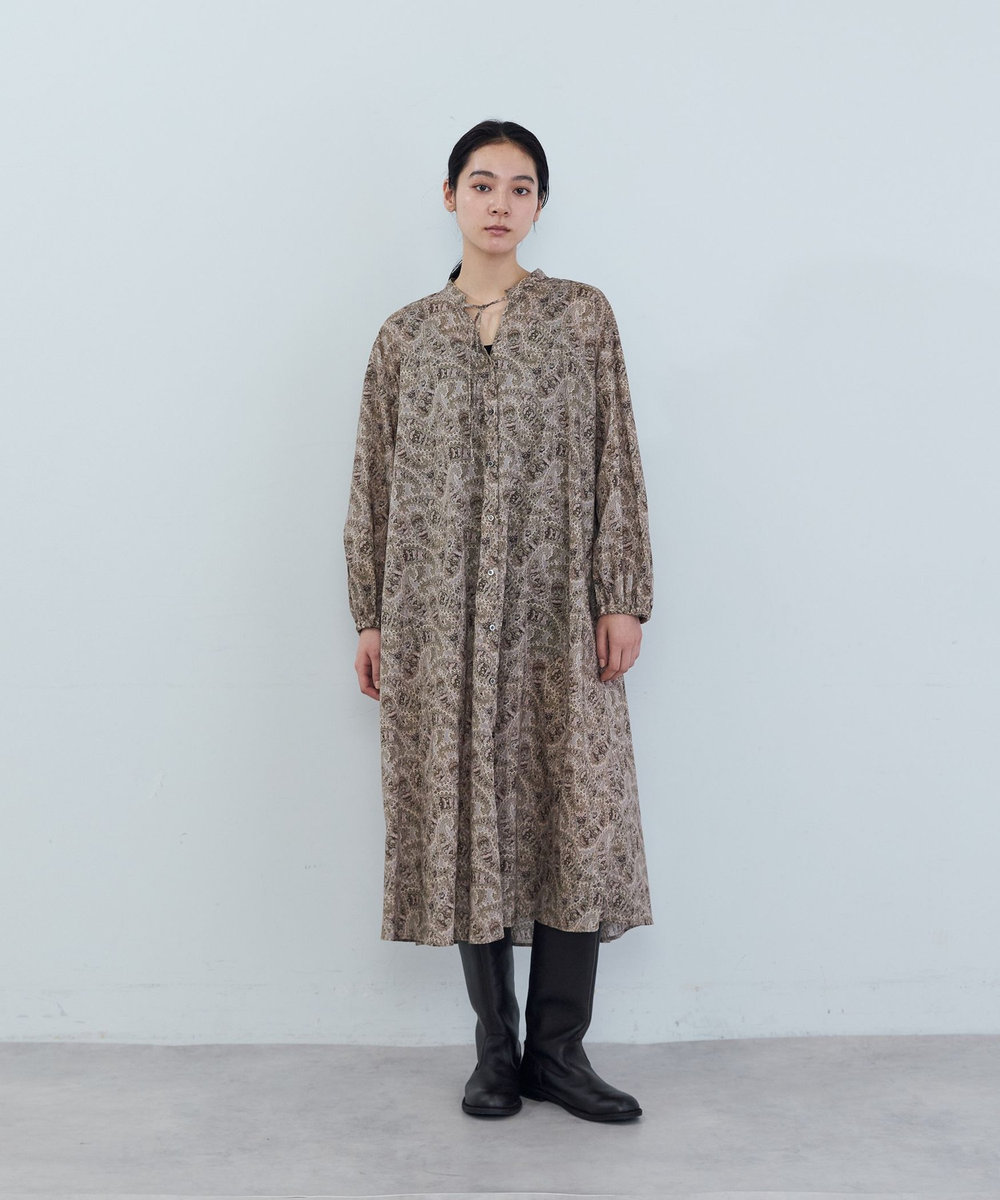 ADIEU TRISTESSE リバティプリントロングスリーブシャツワンピース ベージュ系その他
