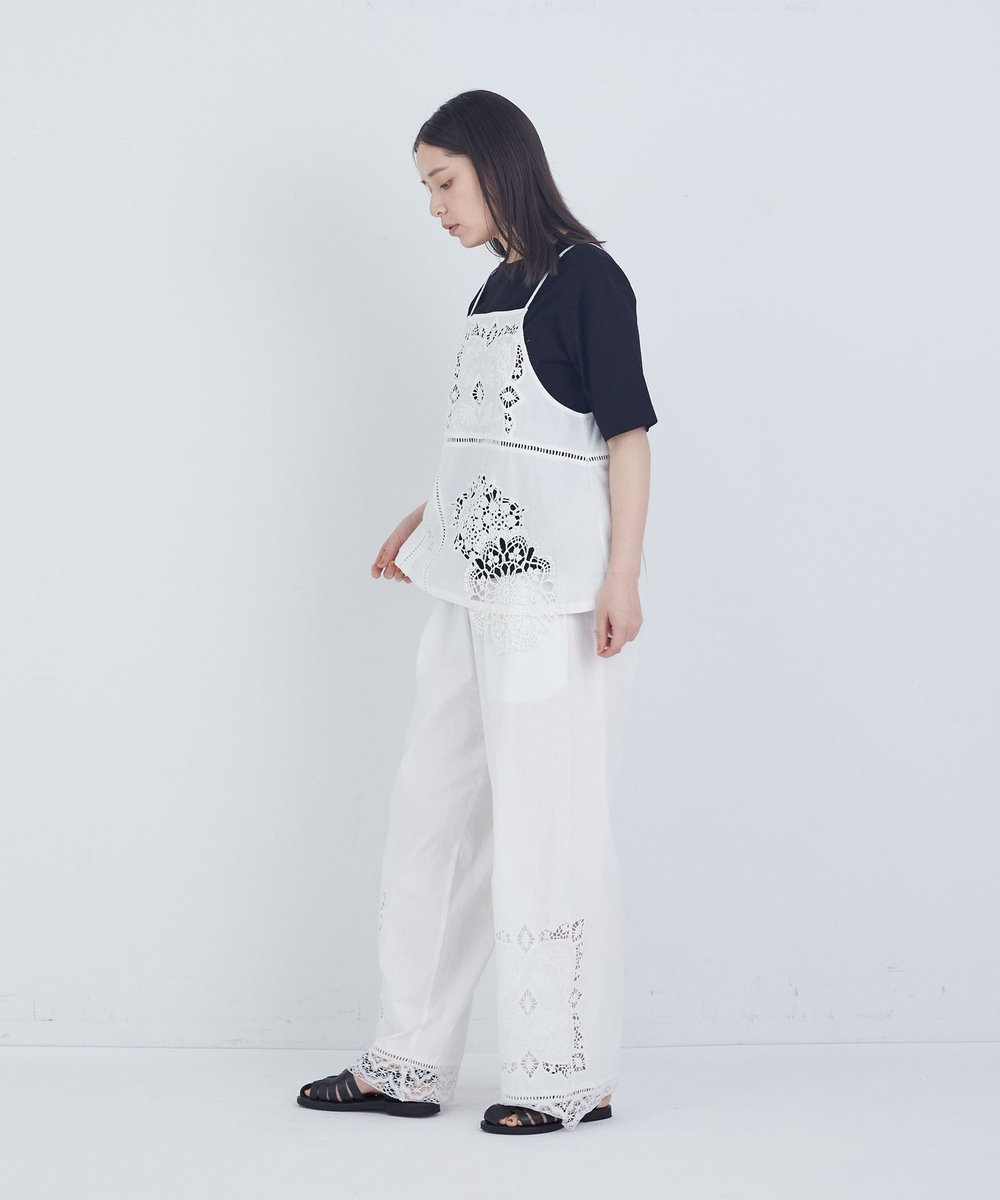ADIEU TRISTESSE ポプリン刺繍キャミソール オフホワイト