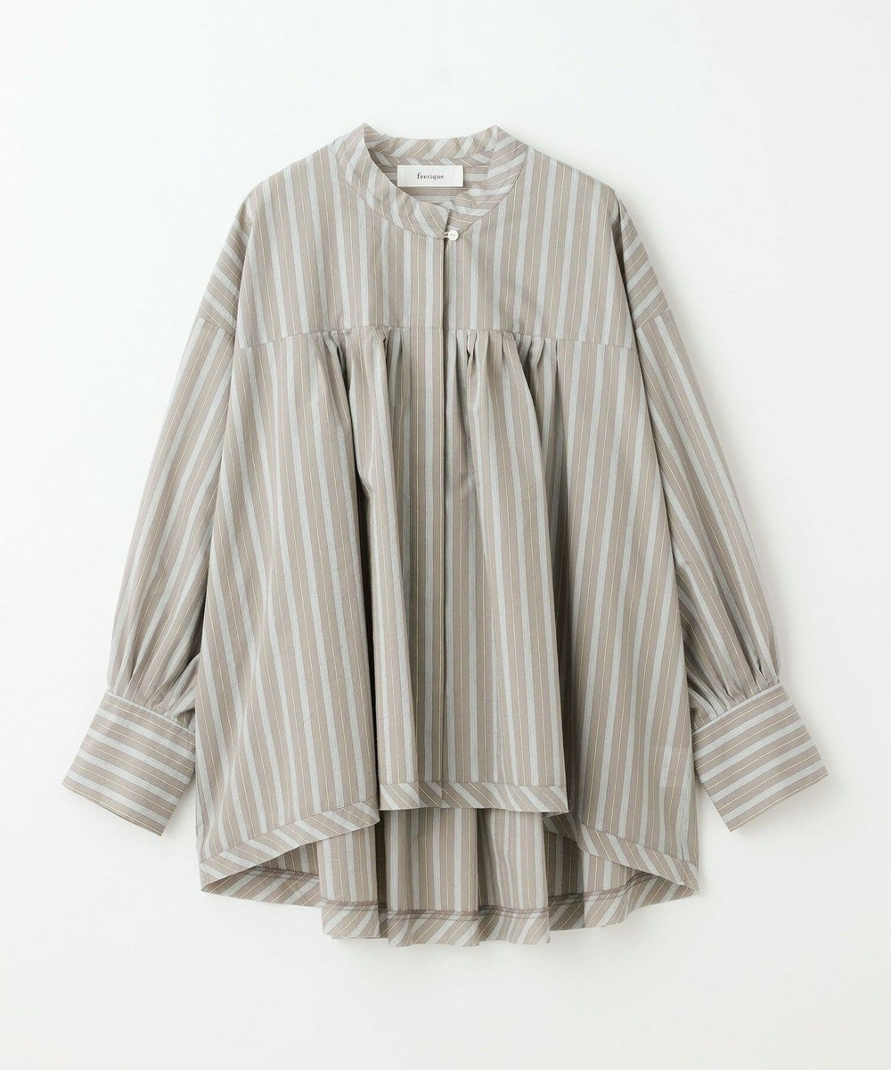 feerique Lサイズ（大きいサイズ） 【大きいサイズ】feerique　エアリーコットンAラインブラウス グレー