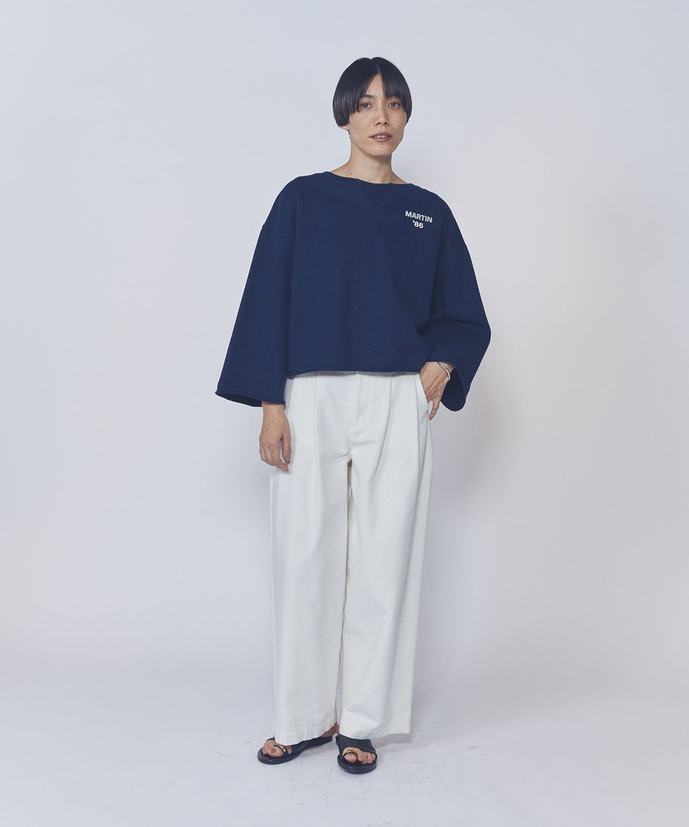 1er Arrondissement ＜IRONING (アイロニング)＞ロゴスウェットショートプルオーバー ネイビー