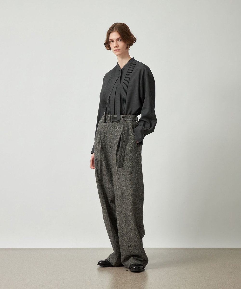 DÉPAREILLÉ WASHABLE WOOL BOW SHIRT / ウォッシャブルウールボウシャツ チャコールグレー