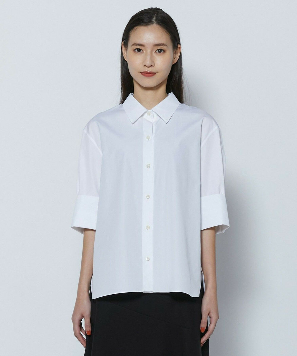 L'EQUIPE COUTURIER 100/2シルケットコットンシャツ ホワイト