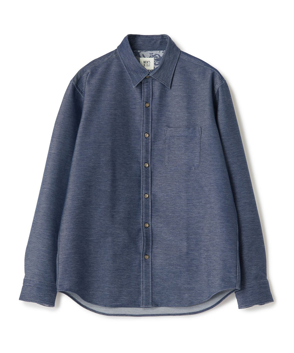 MEN'S BIGI デニムジャージ シャツブルゾン＜ストレッチ＞ ネイビー