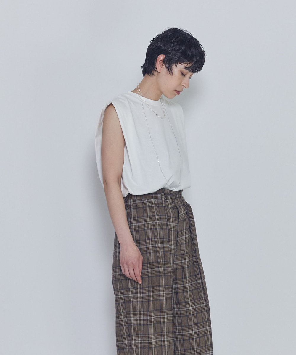 1er Arrondissement ショルダータックノースリーブTシャツ オフホワイト