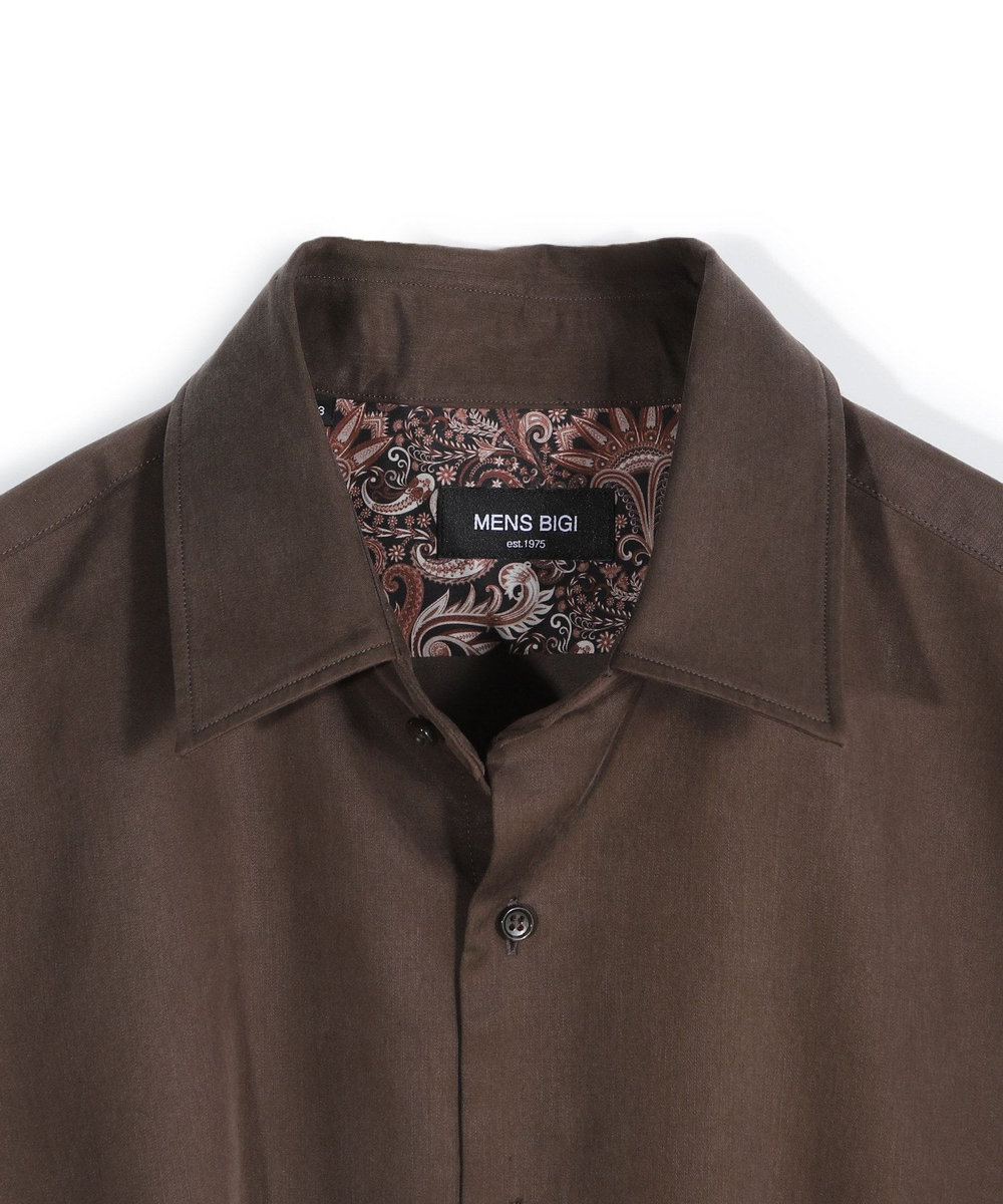MEN'S BIGI リヨセルコットンサテンシャツ ブラウン