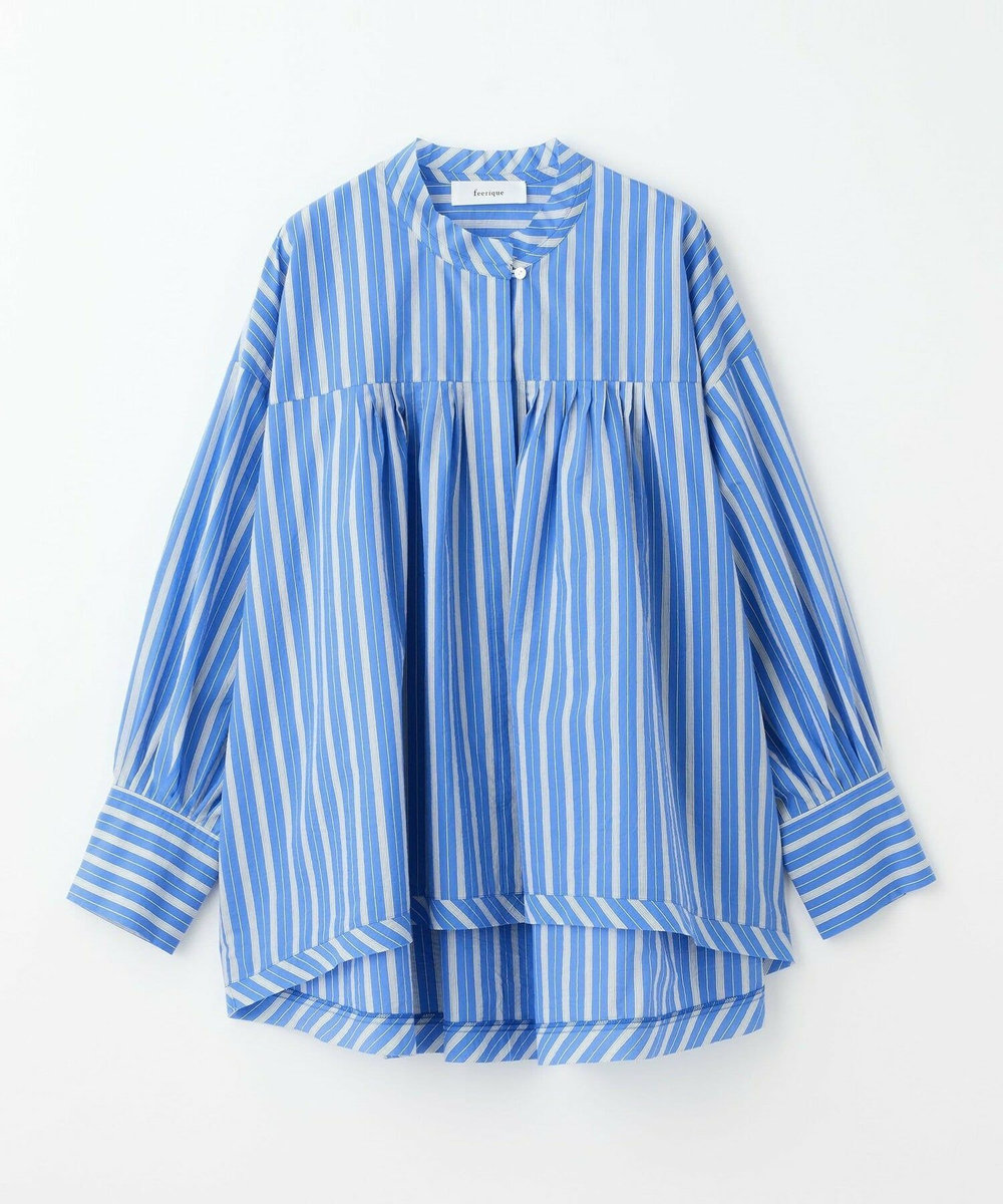 feerique Lサイズ（大きいサイズ） 【大きいサイズ】feerique　エアリーコットンAラインブラウス ブルー