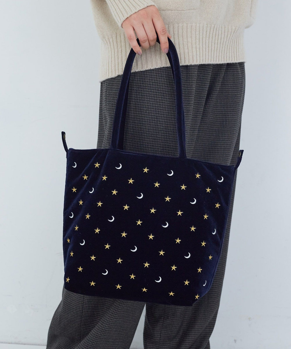 ADIEU TRISTESSE 星空刺繍バッグ ネイビー