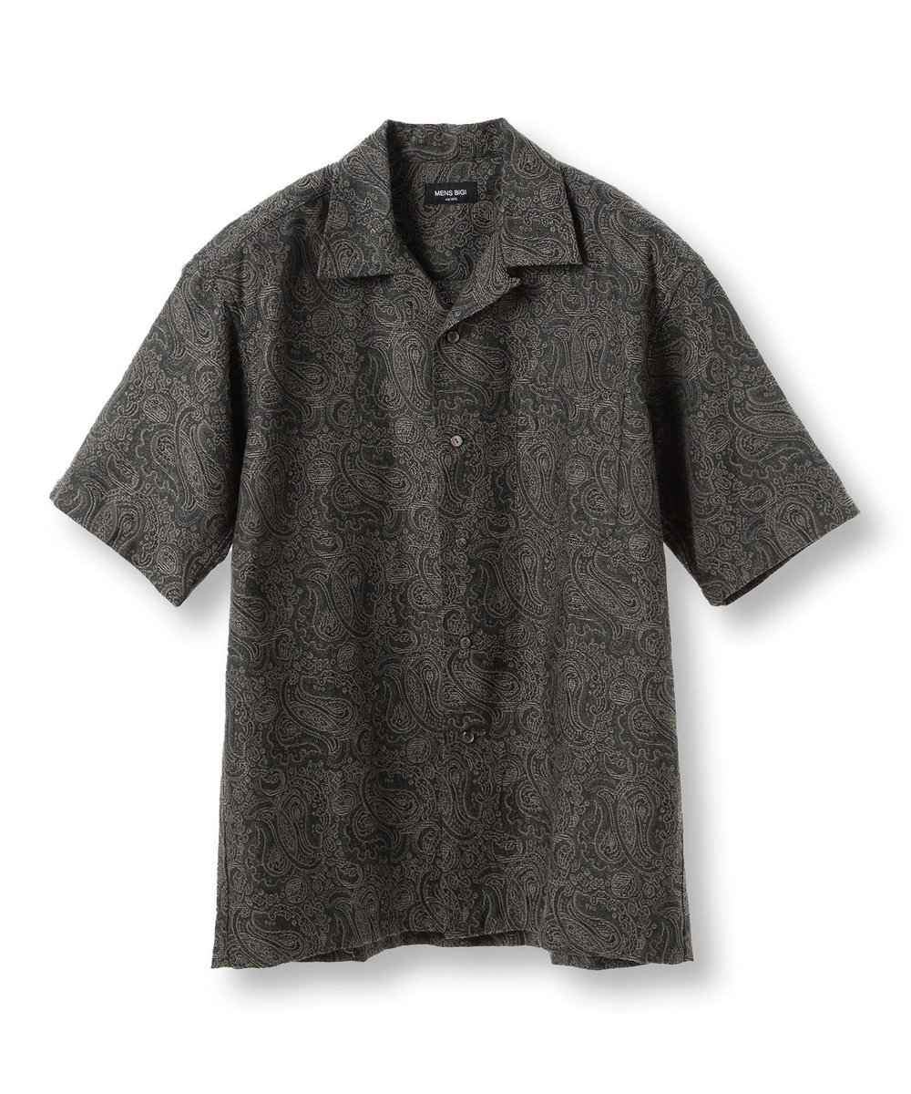 MEN'S BIGI ジャガードオープンカラーシャツ カーキ