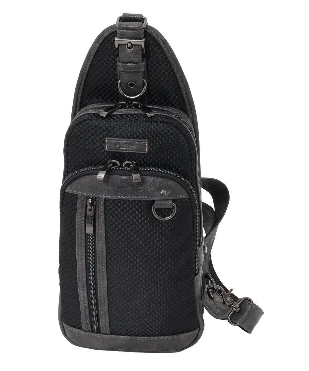 MEN'S BIGI 合皮切り替え ボディバッグ グレー