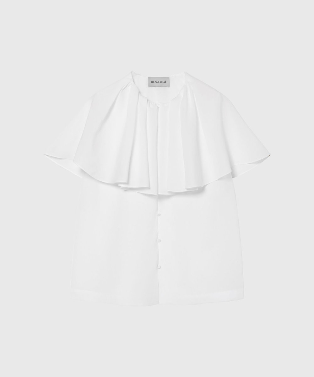 DÉPAREILLÉ 	DRY DUNGAREE SHORT SLEEVE BLOUSE / ドライダンガリーショートスリーブブラウス ホワイト