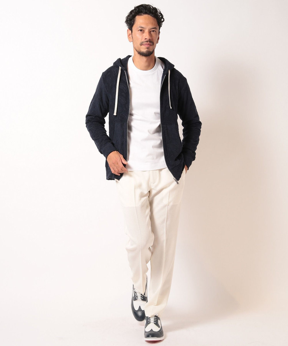 MEN'S BIGI 【Sea Green/シーグリーン】ペイズリー柄パイルジャカードパーカ ネイビー