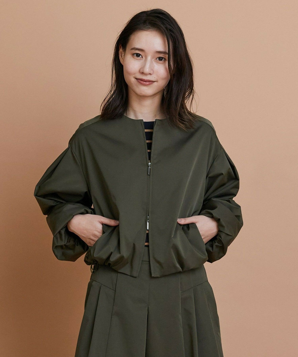 L'EQUIPE シャイニータフタショートブルゾン カーキ
