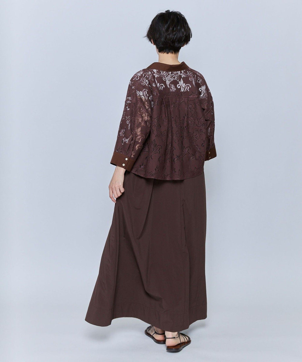 feerique feerique レースコットン混シャツ ブラウン