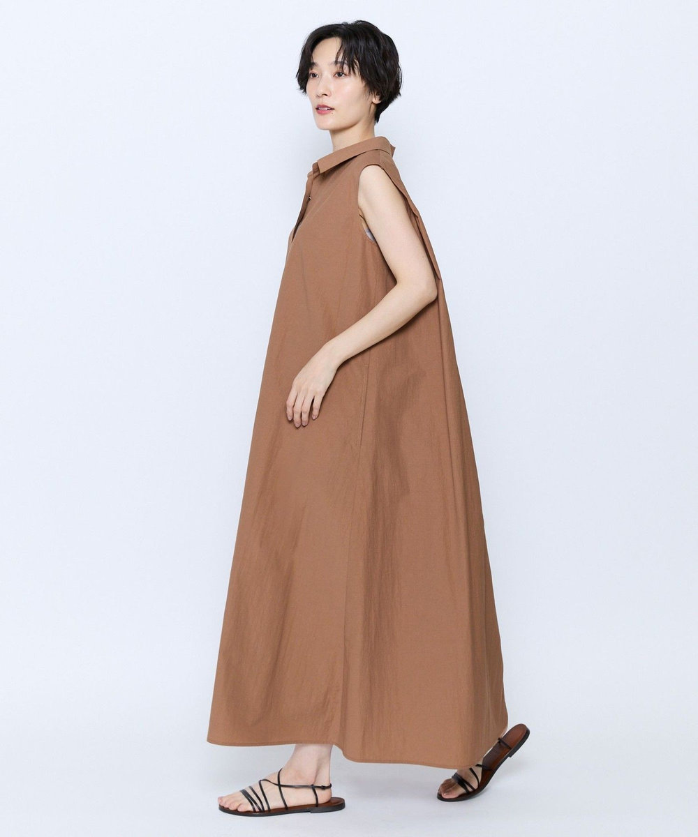 feerique feerique 綿ナイロンクロスAラインワンピース ブラウン