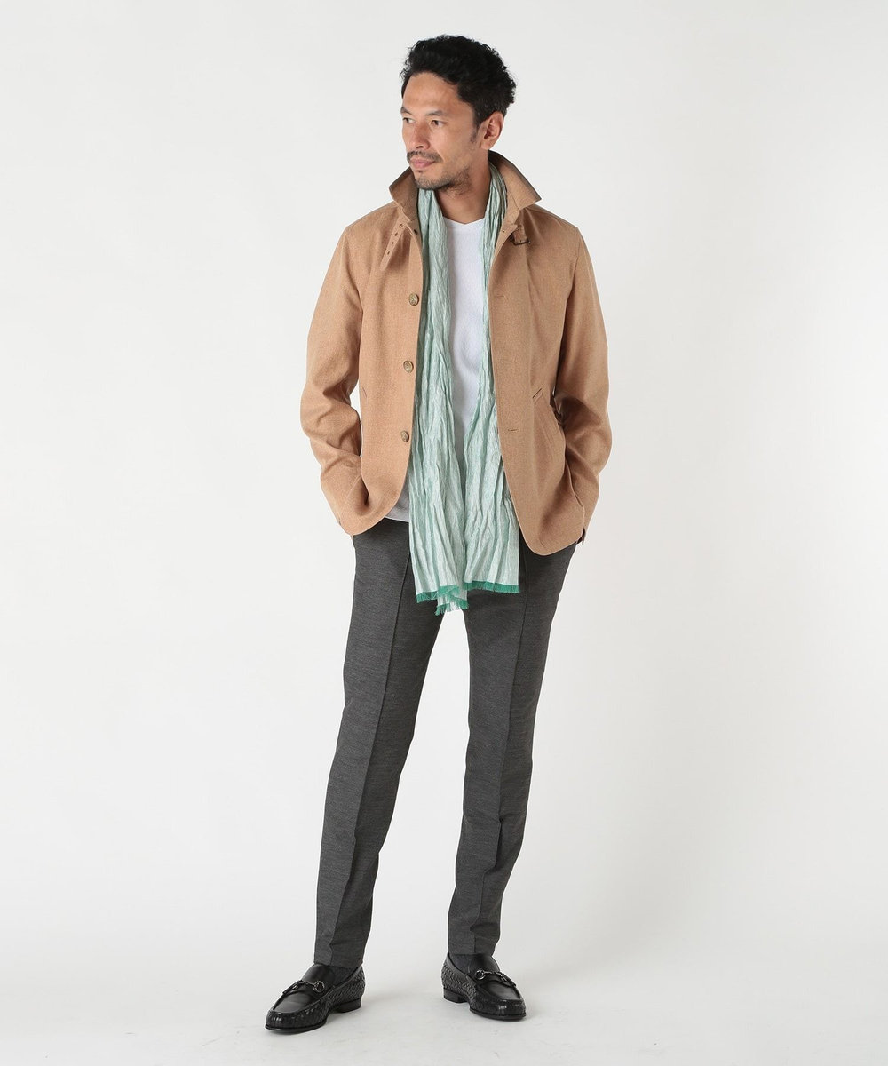 MEN'S BIGI ストライプワッシャー加工ストール グリーン