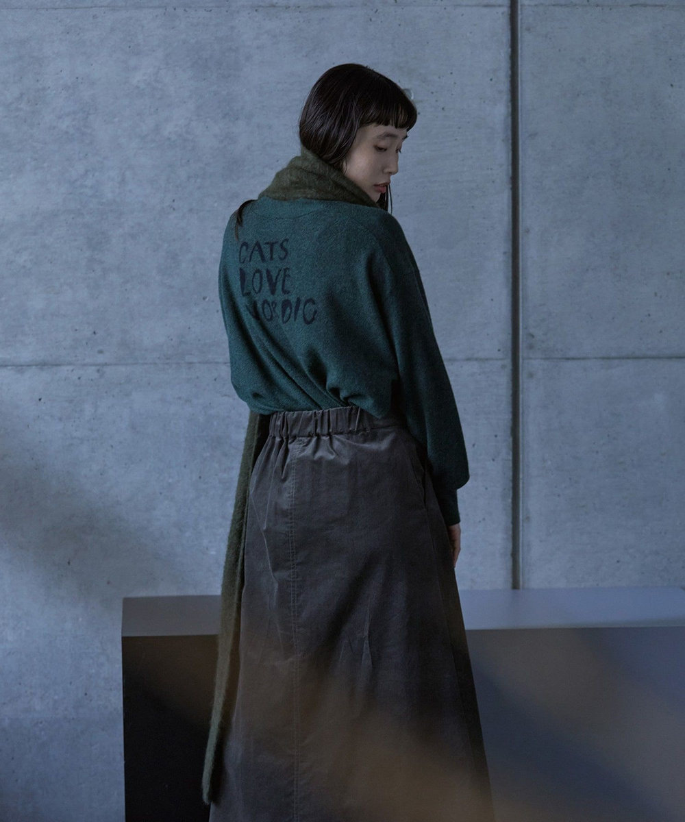 LOISIR 【アーティストコラボ】LOISIR×TORANEKOBONBONインターシャニットカーディガン グリーン