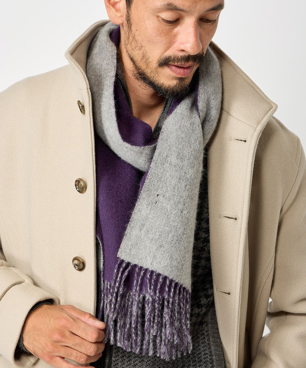 MEN'S BIGI リバーシブルウールマフラー パープル