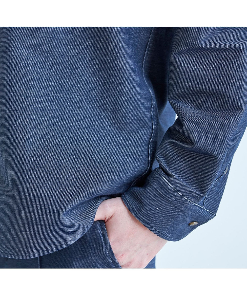 MEN'S BIGI デニムジャージ シャツブルゾン＜ストレッチ＞ ネイビー