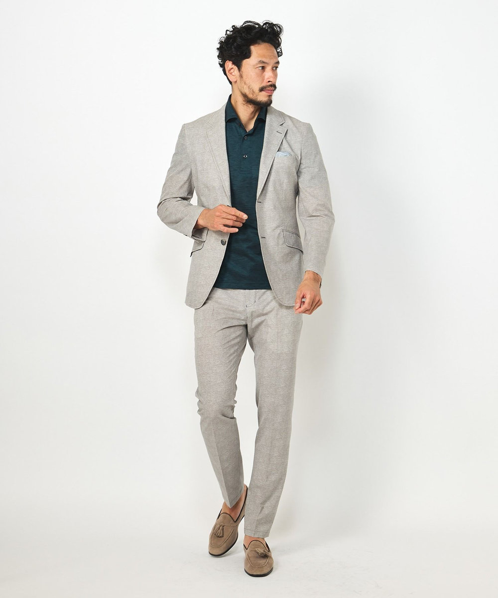 MEN'S BIGI 【ACTIVE TAILOR】COOL DOTSメランジプリントスラックス<セットアップ対応> グレー