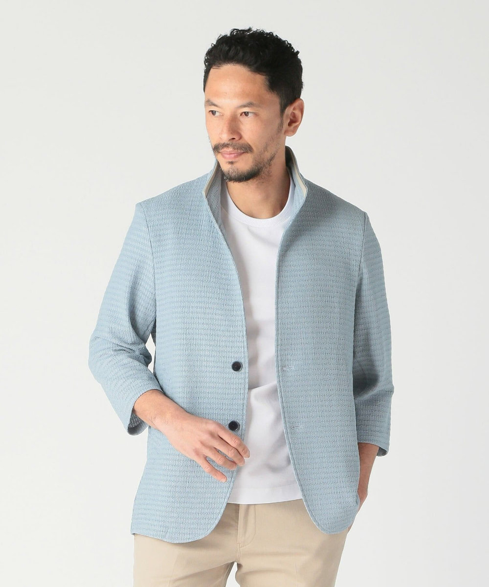 MEN'S BIGI トリコットジャージ素材カットジャケット サックスブルー