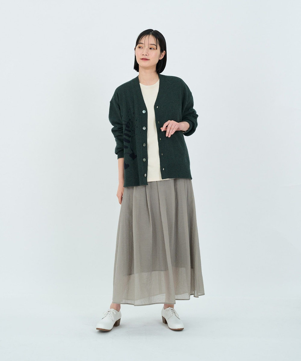 LOISIR 【アーティストコラボ】LOISIR×TORANEKOBONBONインターシャニットカーディガン グリーン
