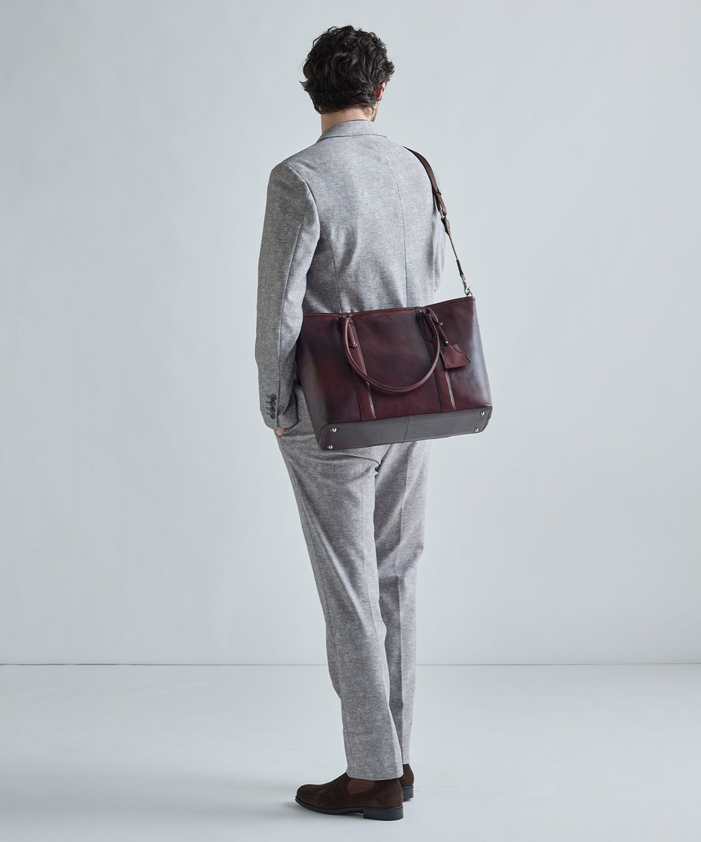 MEN'S BIGI 【SEEKER/シーカー】別注 ムラレザー2wayトート&ショルダーバッグ ダークブラウン