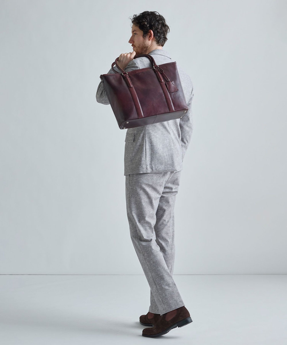 MEN'S BIGI 【SEEKER/シーカー】別注 ムラレザー2wayトート&ショルダーバッグ ダークブラウン