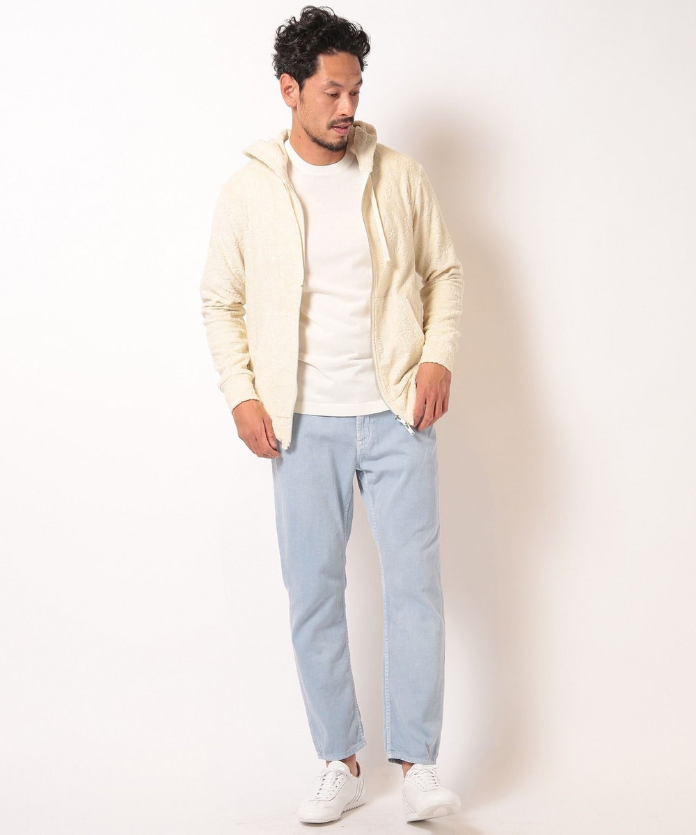 MEN'S BIGI 【Sea Green/シーグリーン】ペイズリー柄パイルジャカードパーカ オフホワイト