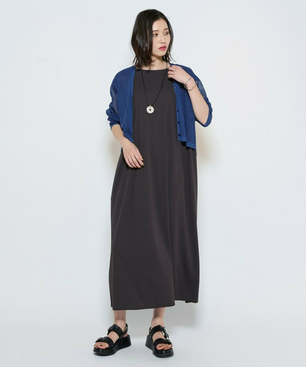 L'EQUIPE ペーパー混メッシュ混カーディガン ブルー